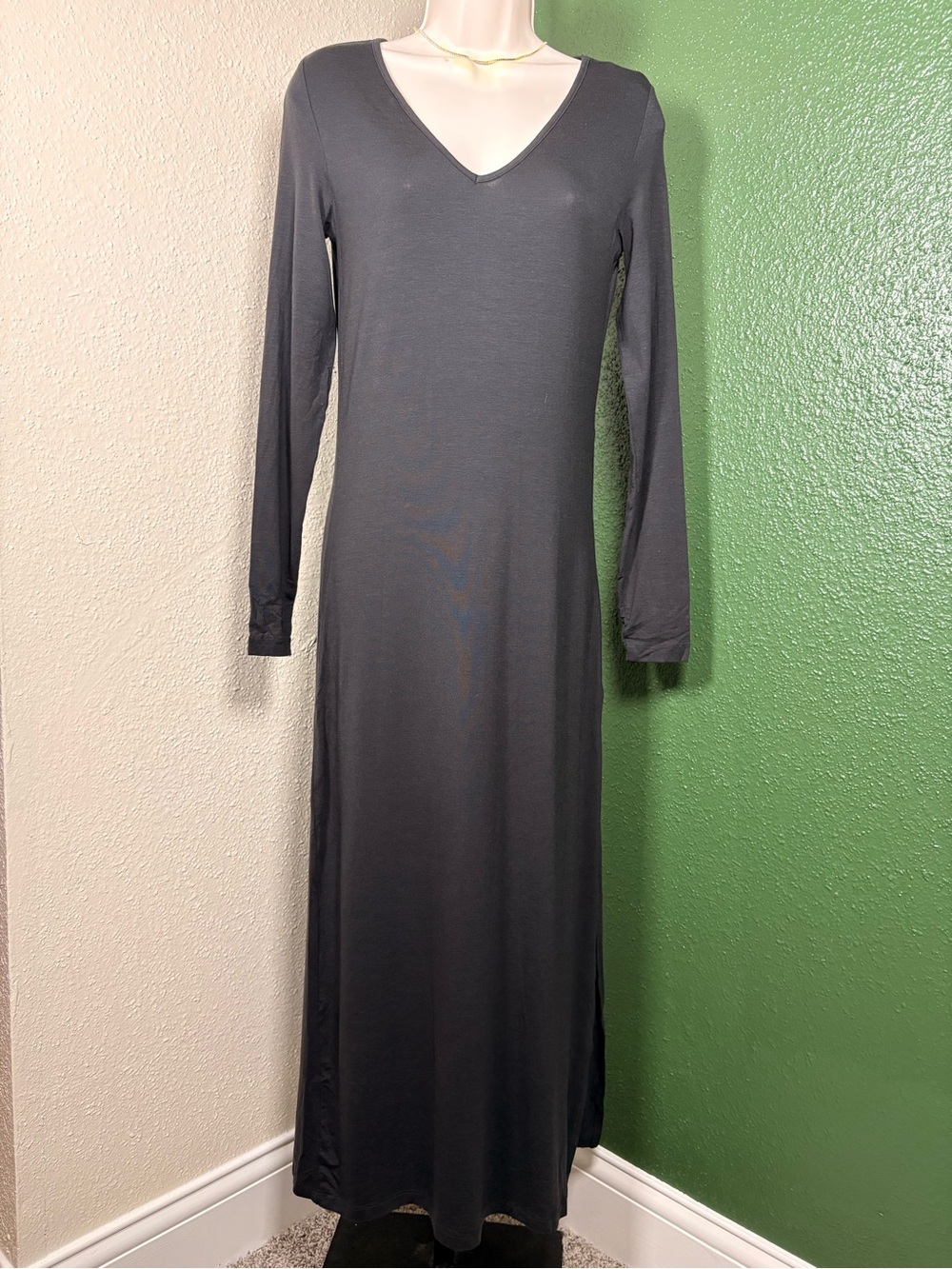 Women’s Long Sleeve V-Neck Maxi Dress with side slit